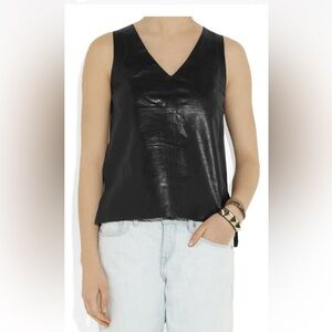 J Brand Rita Black Lamb Leather Sleeveless Top edgy trending